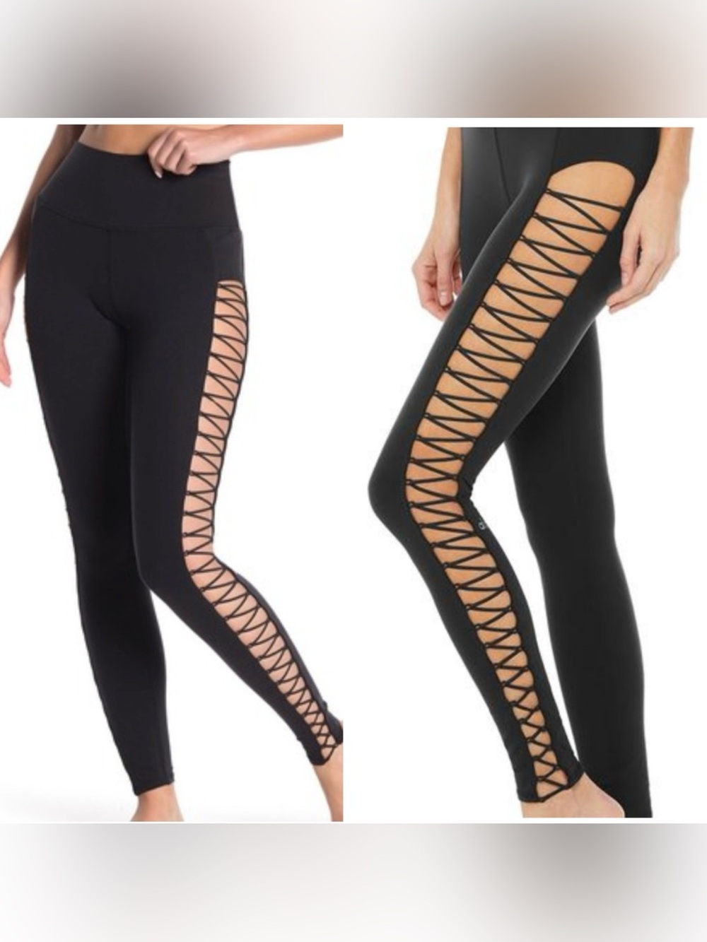 Alo Yoga Highline Lace Up Leggings Black Women’s Size Small